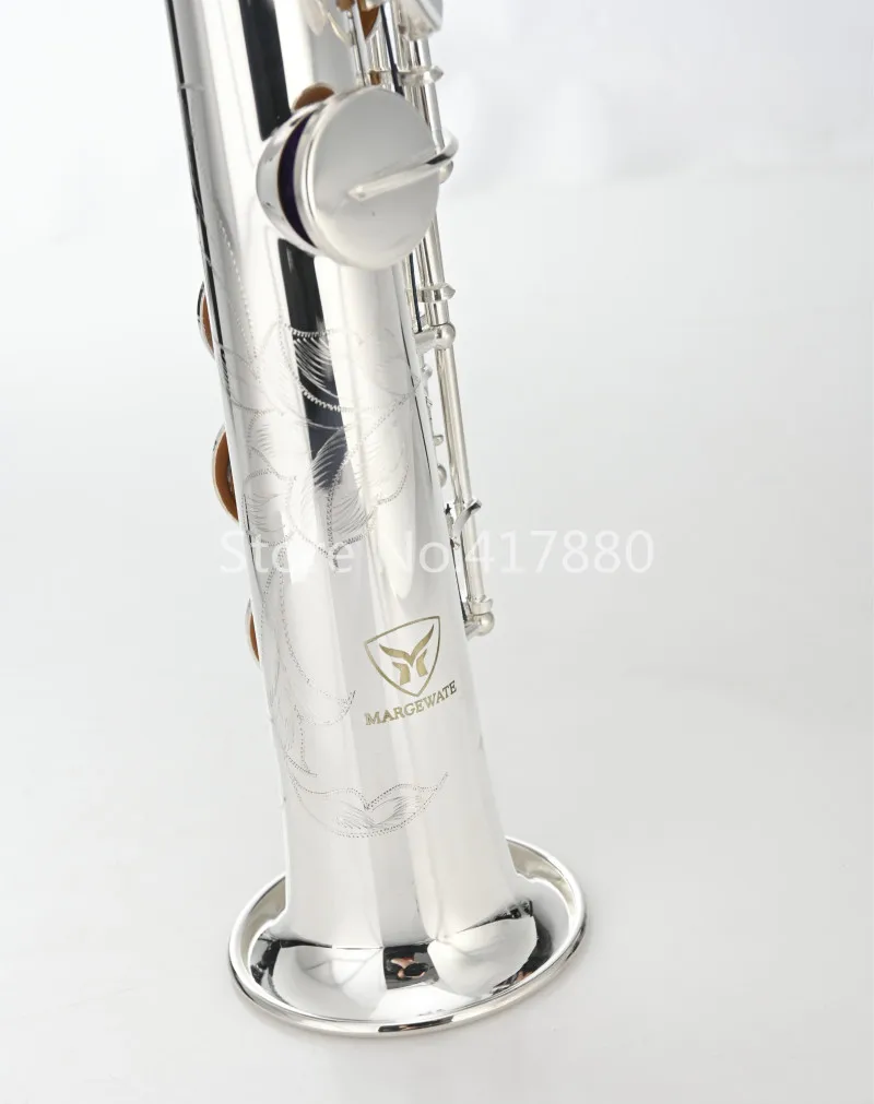 Margewate New Straight Pipe Sassofono Soprano Ottone Placcato Argento B Flat Sax Che Suona Strumento Musicale Con Bocchino