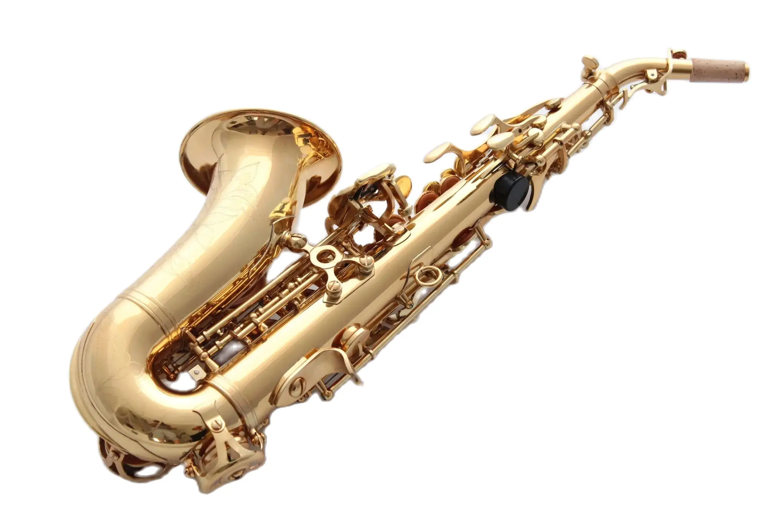 Classico Originale 803 One-To-One Struttura B-Key Professionale Curvo Sassofono Soprano Ottone Placcato Oro Sax Jazz Strumento