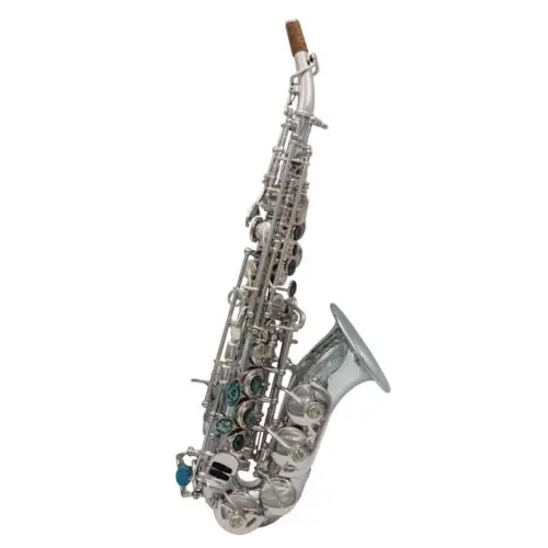Musica Stile Yani Sassofono Soprano Curvo Placcato Argento Pieno Sassofono Soprano