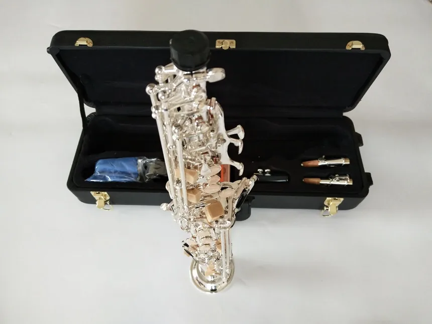 Professional Level New Straight Japan Silver-Plated Japan S-992 Soprano Saxophone Bb Musical Instrument Sax With Case