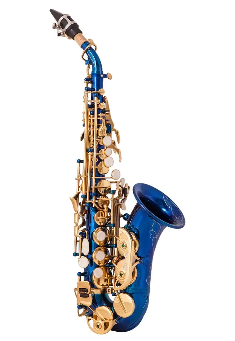 Ottone Dorato Intagliato Modello Bb Bend Althorn Sassofono Soprano Sax Pearl White Shell Buttons Wind Instrument