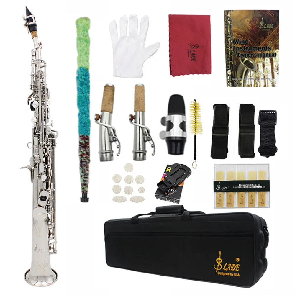 Slade Sassofono Soprano Bb Flat Professional Woodwind Instrument Brass Straight Sax Con Custodia Accessori Per Strumenti Musicali