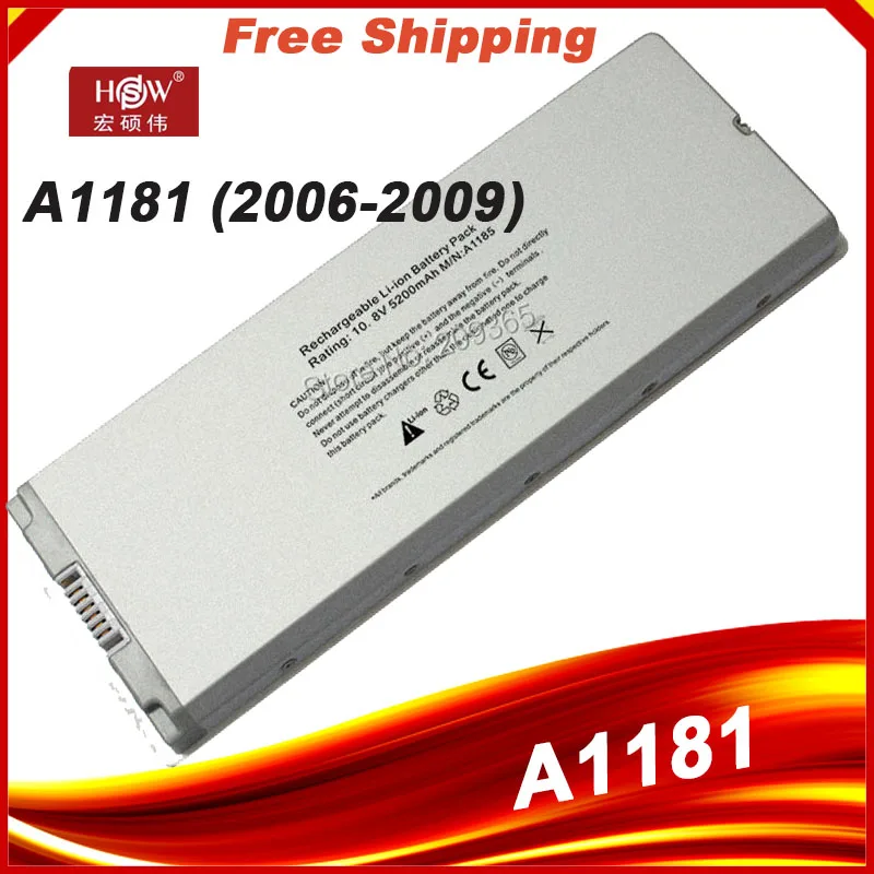 Batteria Per Laptop A1185 Per Batteria Apple Macbook A1181 Bianca 55Wh 13 "A1181