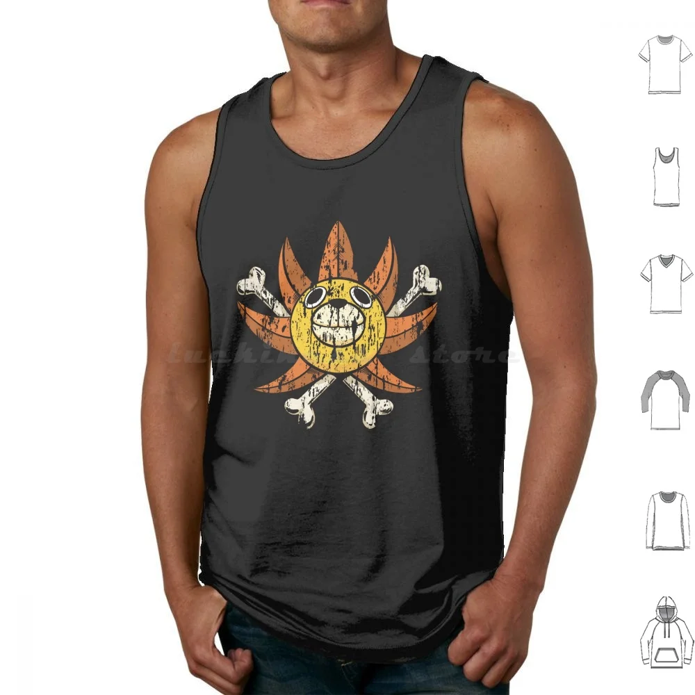 Thousand Sunny (Distressed) Canotte Gilet Senza Maniche Mille Sunny Ship Pirate Anime Manga Rufy Sunny Summer Weeb Nerd