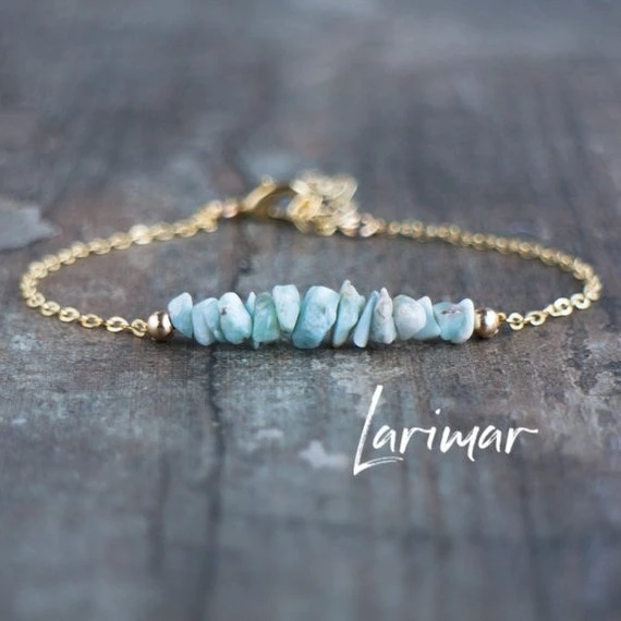 Braccialetto Larimar, Braccialetto Di Cristallo Curativo, Gioielli Larimar Reali, Regalo Per Le Donne, Braccialetto Di Pietre Preziose, Cristallo Grez