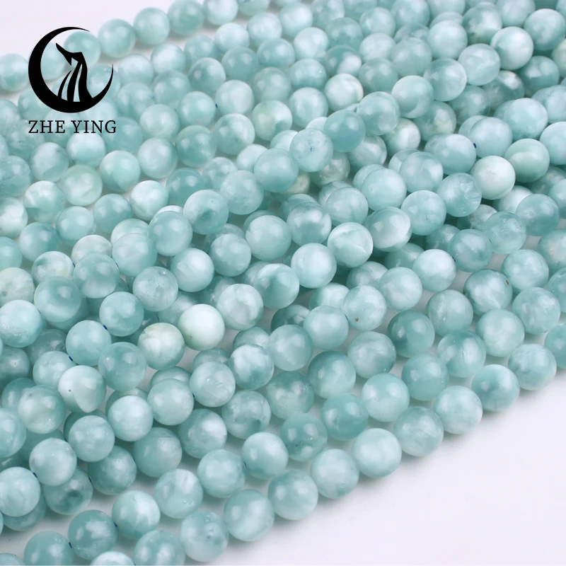 New 5A Natural Green Larimar Stone Beads Blue 8 10Mm Round Allentato Spacer Genuine Gemstone Bead Gioielli Fai Da Te Che Fanno Braccialetto 15"