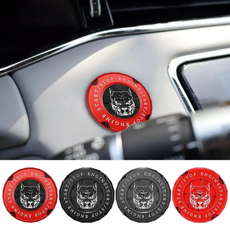 Dog Pattern Car Moto Engine Start Stop Button Cover Rotary Luxury Car Interior Accensione Decorazione Key Start Button Protector