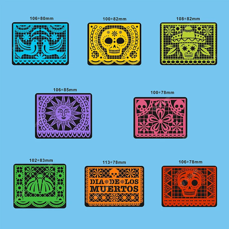 New Mexican Day Of Death Papal Picardo Flag Metal Cutting Die Scrapbook Timbri/Album Decorazione Carta Di Carta Fai Da Te In Rilievo