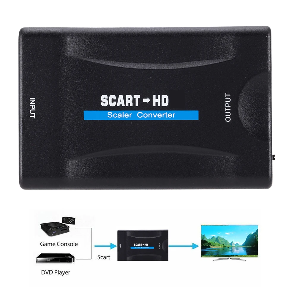 Convertitore Da Scart A Hdmi Compatibile/Compatibile Con Hdmi A Scart Hd 1080P Scart Video Audio Di Lusso Con Cavo Usb Per Ps4 Dvd