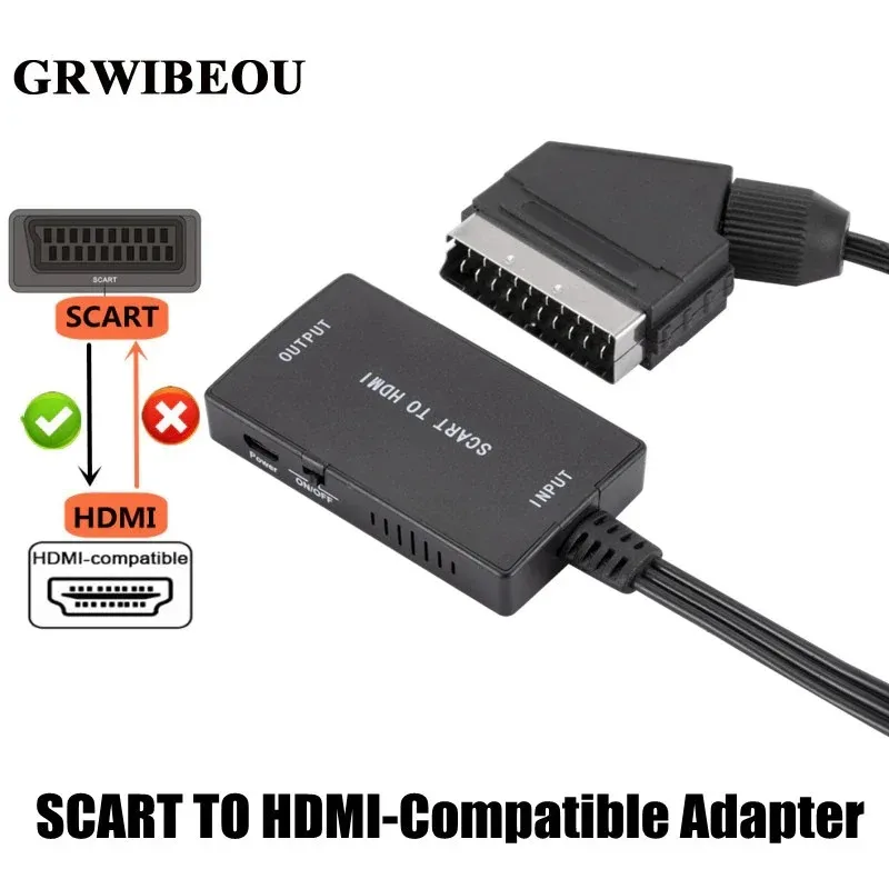 Convertitore Compatibile Da Scart A Hdmi Con Cavo Wrugste Scart In Hdmi Out 720P/1080P Switch Adattatore Convertitore Audio Video Per Hdtv