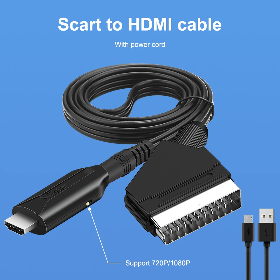 Convertitore Da Scart A Hdmi Con Cavo Scart In Hdmi Out Hd 720P/1080P Switch Adattatore Convertitore Audio Video Per Hdtv Dvd