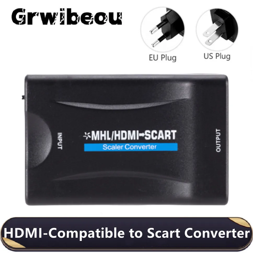 Convertitore Hdmi 1080P Compatibile Con Scart Adattatore Audio Video Da Hdmi A Scart Per Hdtv Dvd Per Sky Box Stb Plug And Play Cavo Cc