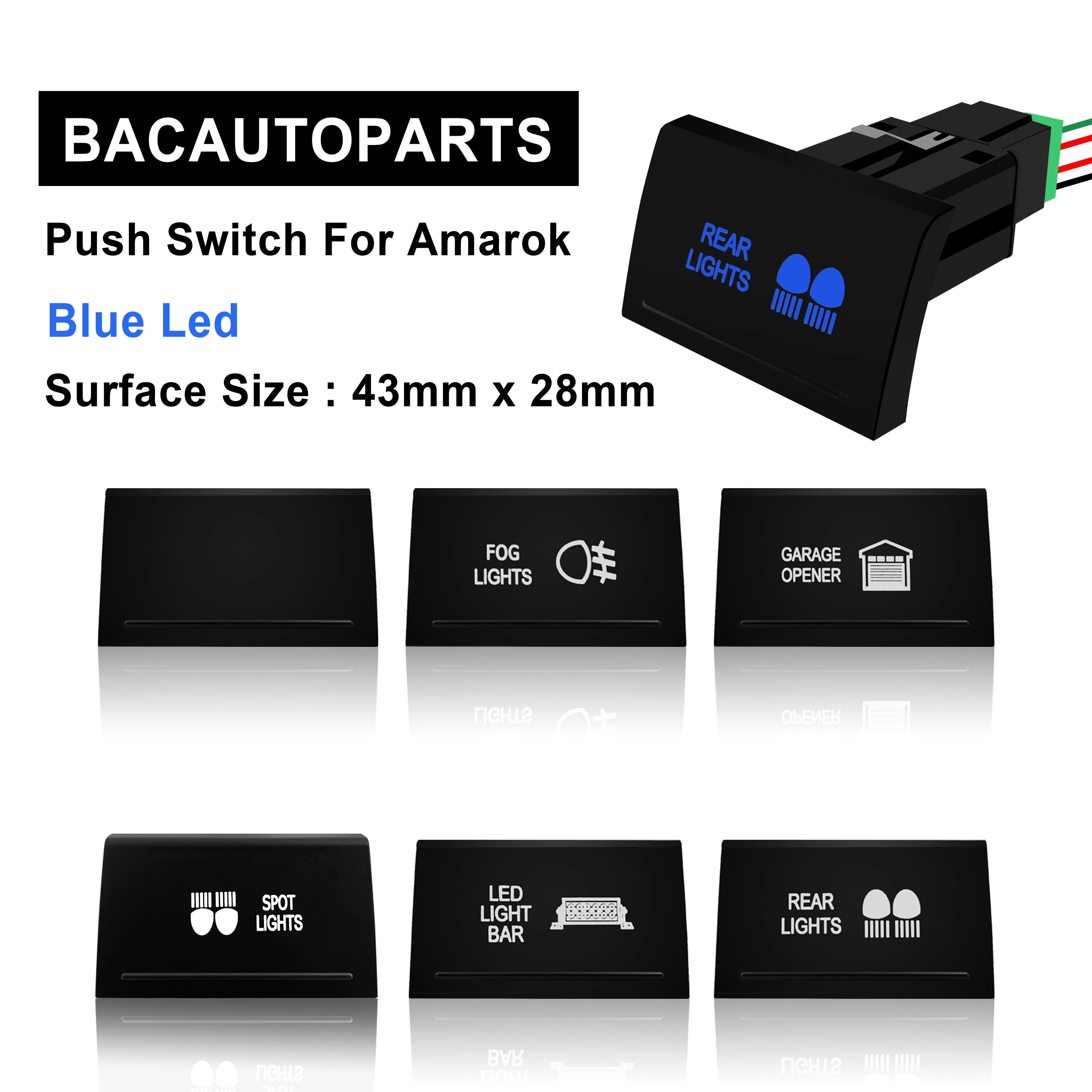 Interruttore A Pulsante Led Blu 12V Inciso Al Laser On Off Con Cavo Per Amarok Vw Top Horinzontal Camper Accessori Per Auto