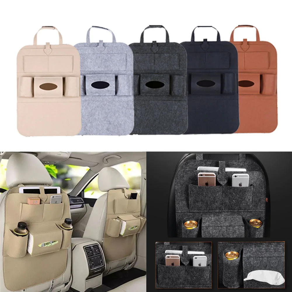 Interni Auto In Feltro Per Vw Golf Amarok Canyon Aventura Atlas Beetle Jetta Bora Cc 1Pc Borsa Portaoggetti Per Sedile Posteriore Dell'Auto 6 Tasche