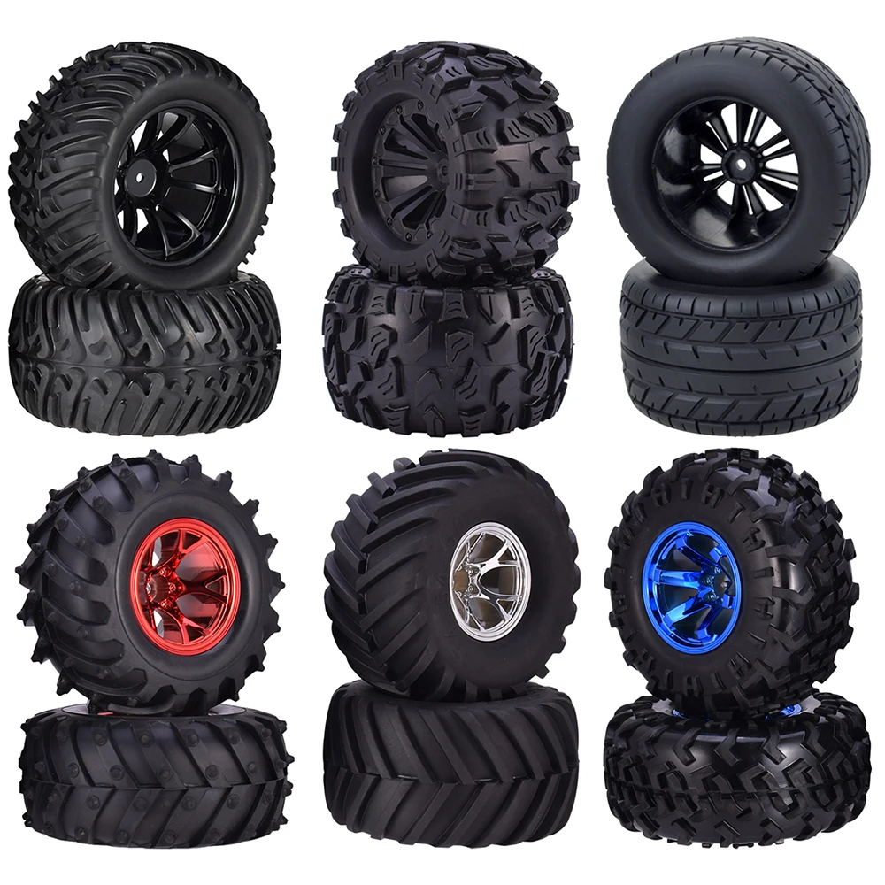 4 Pz 12Mm Mozzo 1/10 Pneumatico Ruota 120Mm 125Mm 130Mm Monster Truck Pneumatici Ruote Buggy Rc Auto Crawler Traxxas Scx10 Buggy