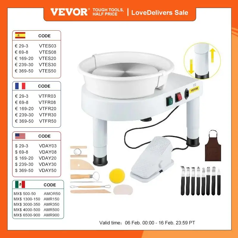 Vevor Electric Pottery Wheel Machine 28Cm 35Cm Pedale Con Strumenti Modellanti Per La Scuola Argilla Ceramica Che Lavora Formando Artigianato Artistic
