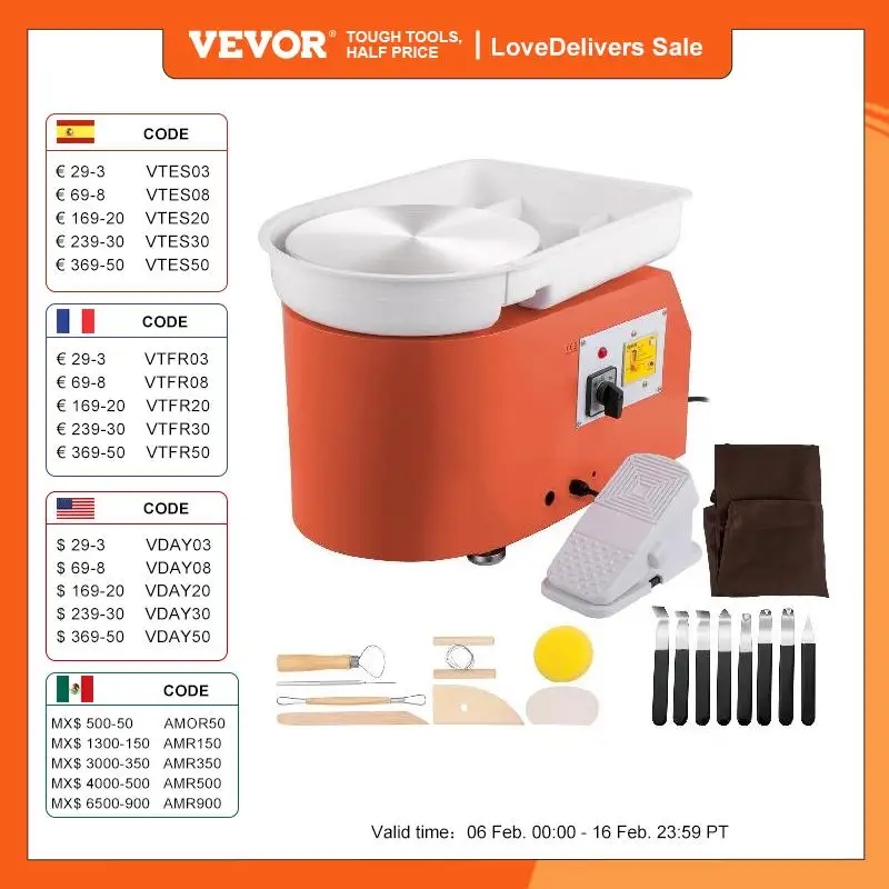 Vevor Electric Pottery Wheel Machine 28Cm 350W Maniglia Manuale E Pedale Per La Scuola Argilla Ceramica Che Lavora Formando Artigianato Artistico Fai 