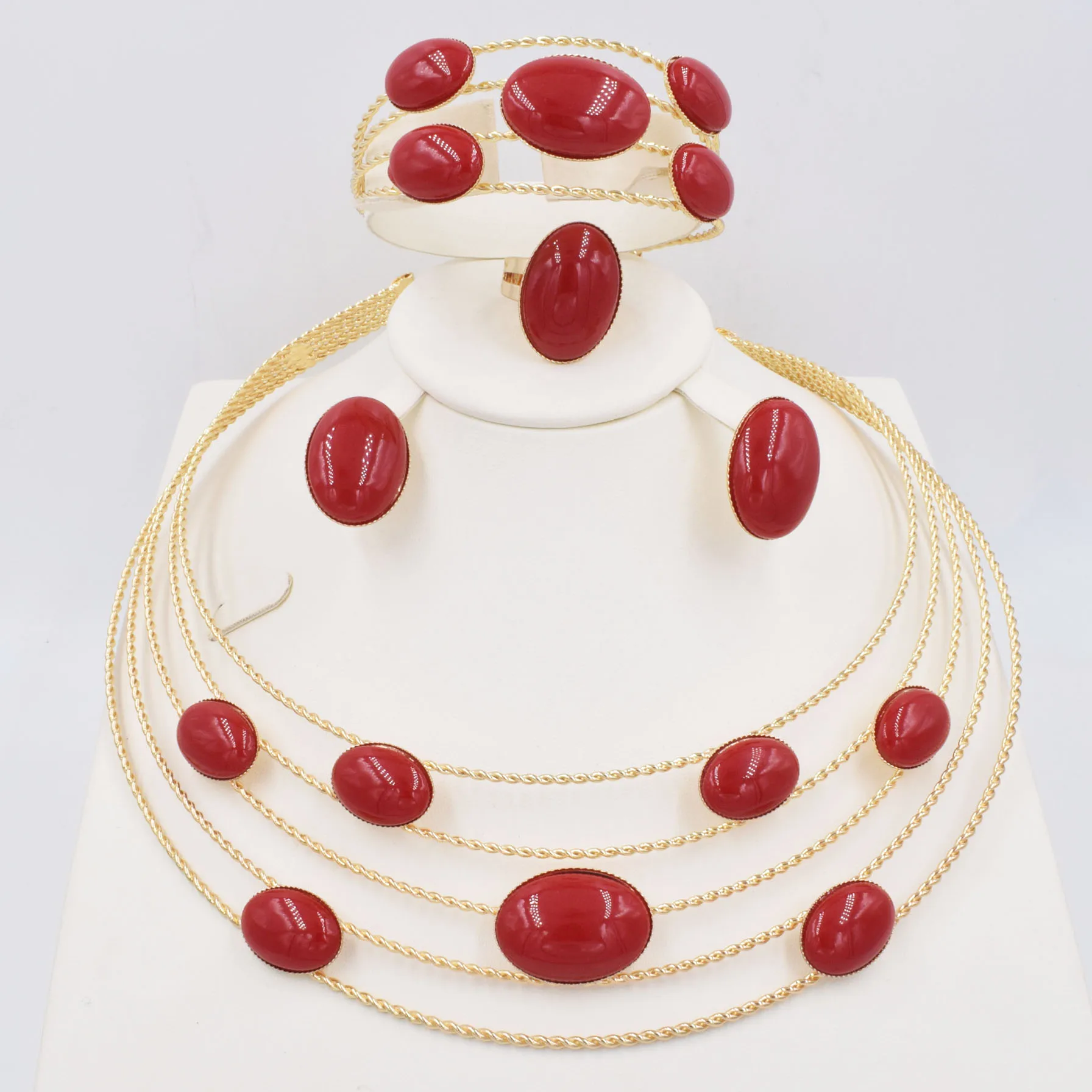 Set Di Gioielli D'Oro Dubai Nigeriano Di Cerimonia Nuziale Africani Perline Di Cristallo Gioielli Bridal Set Strass Gioielli Parure Etiope