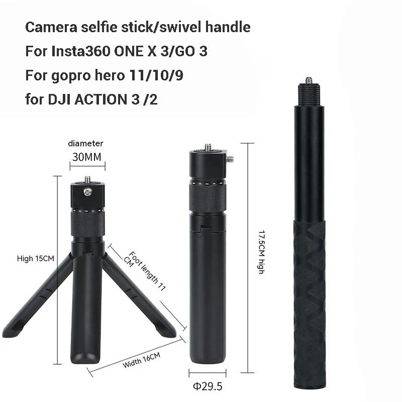Selfie Stick Invisibile Per Dji Pocket 3/Insta 360 Fotocamera Universale Selfie Stick Impugnatura Rotante Action Camera Shooting Accessory
