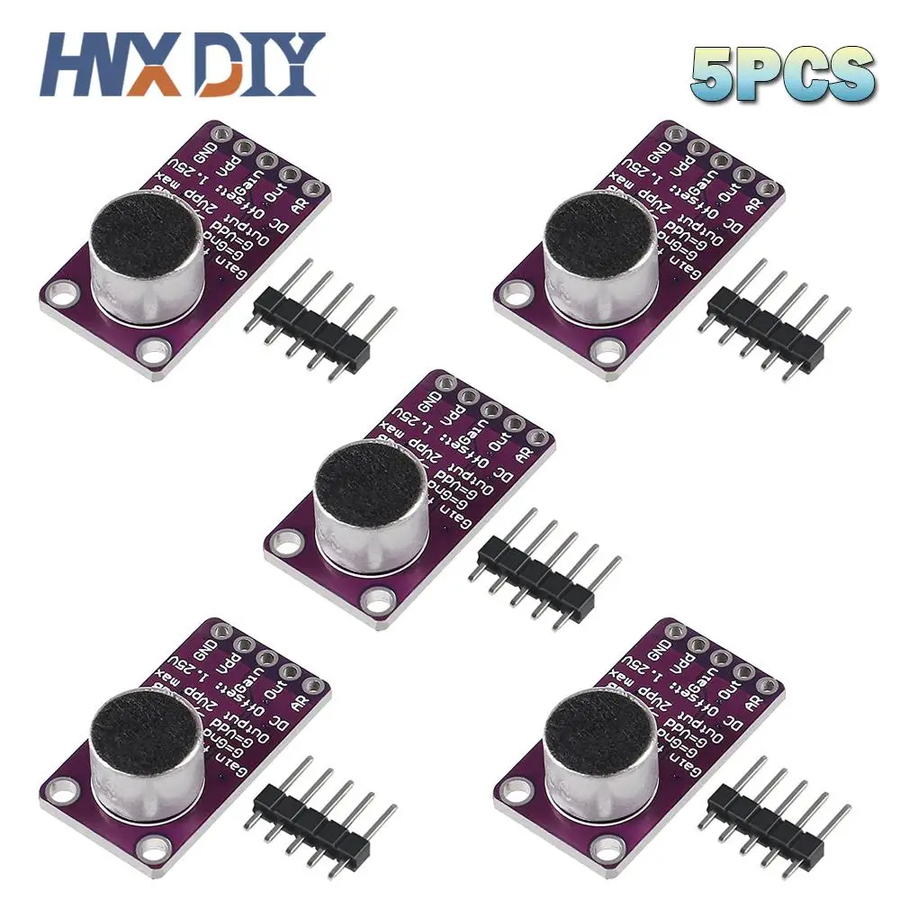 5Pcs Max9814 Microfono Agc Scheda Amplificatore Modulo Sensore Sonoro Attacco Di Controllo Del Guadagno Automatico Per Arduino Max4466 Pcb Board Kit F