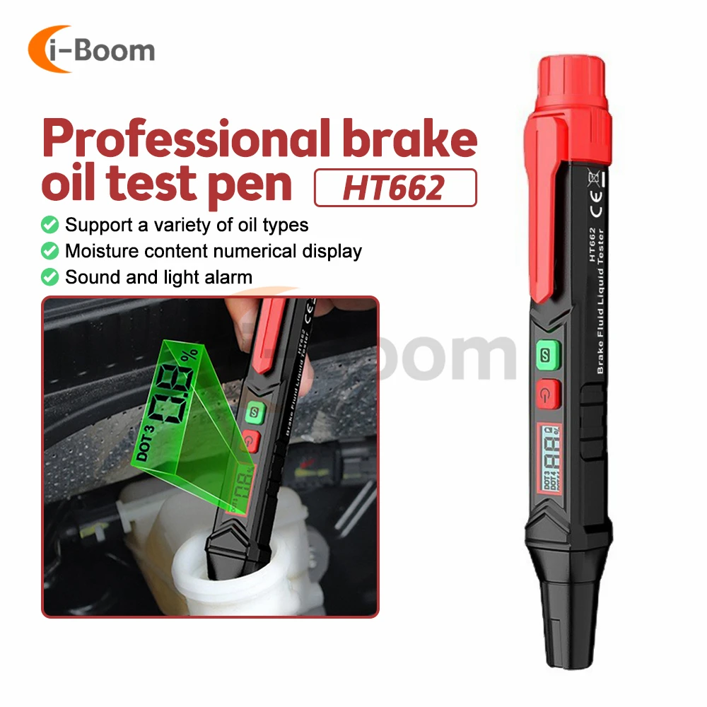 Ht662 Lcd Digital Brake Fluid Tester Sound Light Alarm Liquid Oil Tester Analyzer Meter Tool Per Auto Dot3/Dot4/Dot5.1