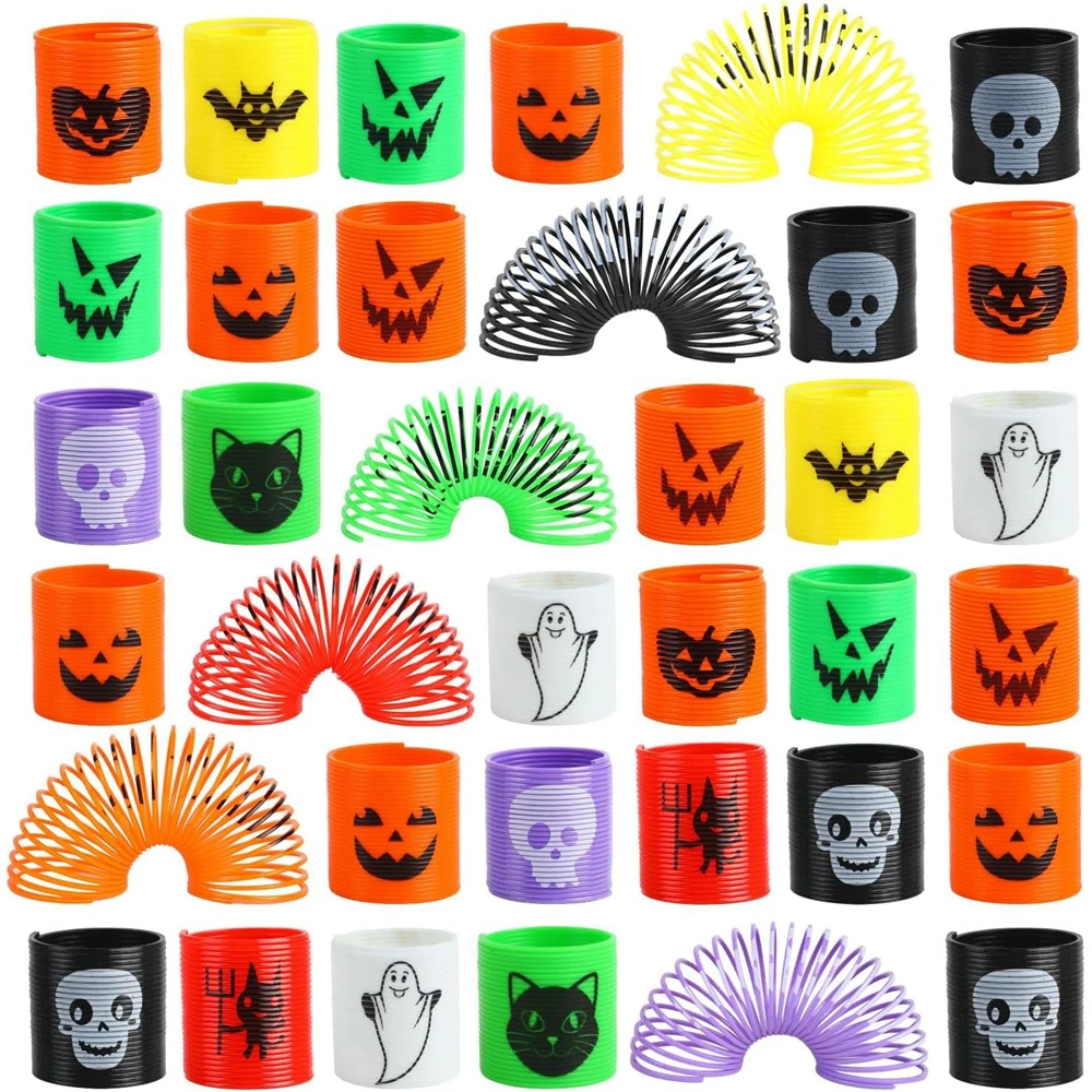 Giocattoli Di Halloween 36 Pezzi Per Bambini Bat Ghost Pumpkin Coil Spring Toy Slinky Mini Magic Springs Fidget Stress Party Favors Premi Di Gioco