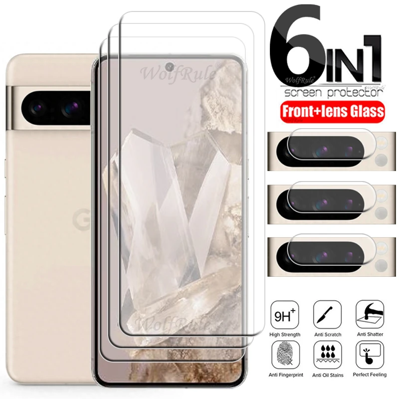 6-In-1 Per Google Pixel 8 Pro Glass Per Google Pixel 8 Pro Vetro Temperato 9H Proteggi Schermo Trasparente Google Pixel 8 Pro Len Glass