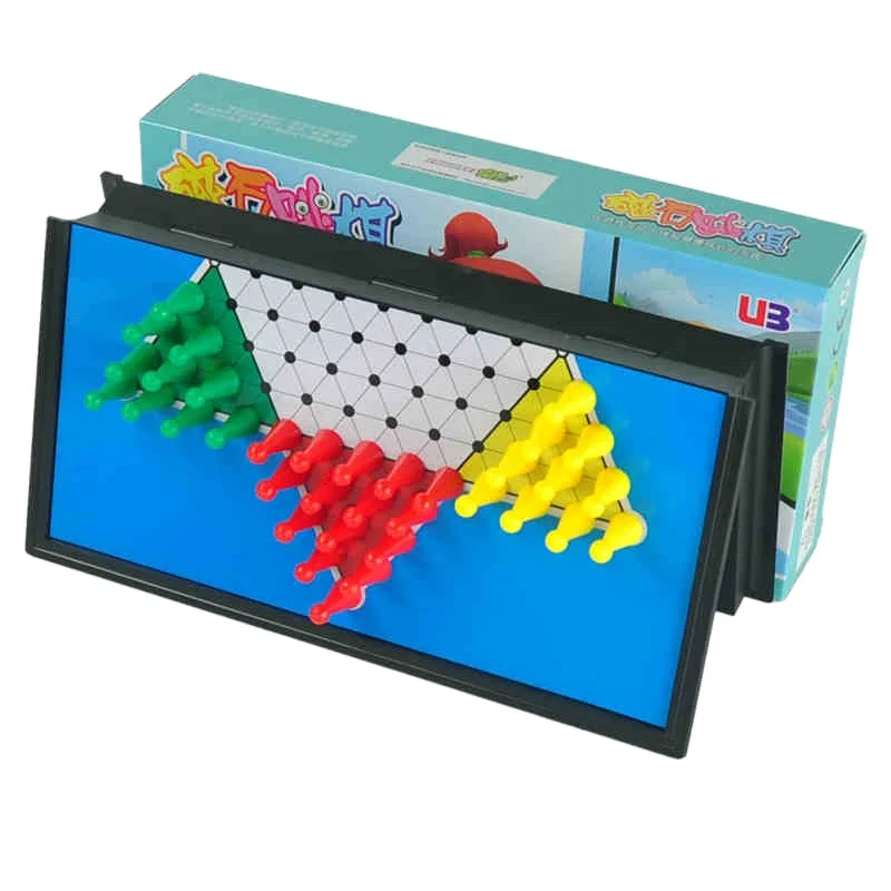 6 Colori Stern-Halma Dama Gioco Boutique Magnetica Dama Esagonale Portatile Piegato Dama Cinese Puzzle Giocattoli Educativi