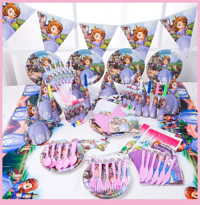 Disney Princess Sofia Girl Birthday Party Decoration Flag Gift Bags Baby Shower Fondale Sofia Foil Balloons Forniture Per Decorazioni Fai Da Te