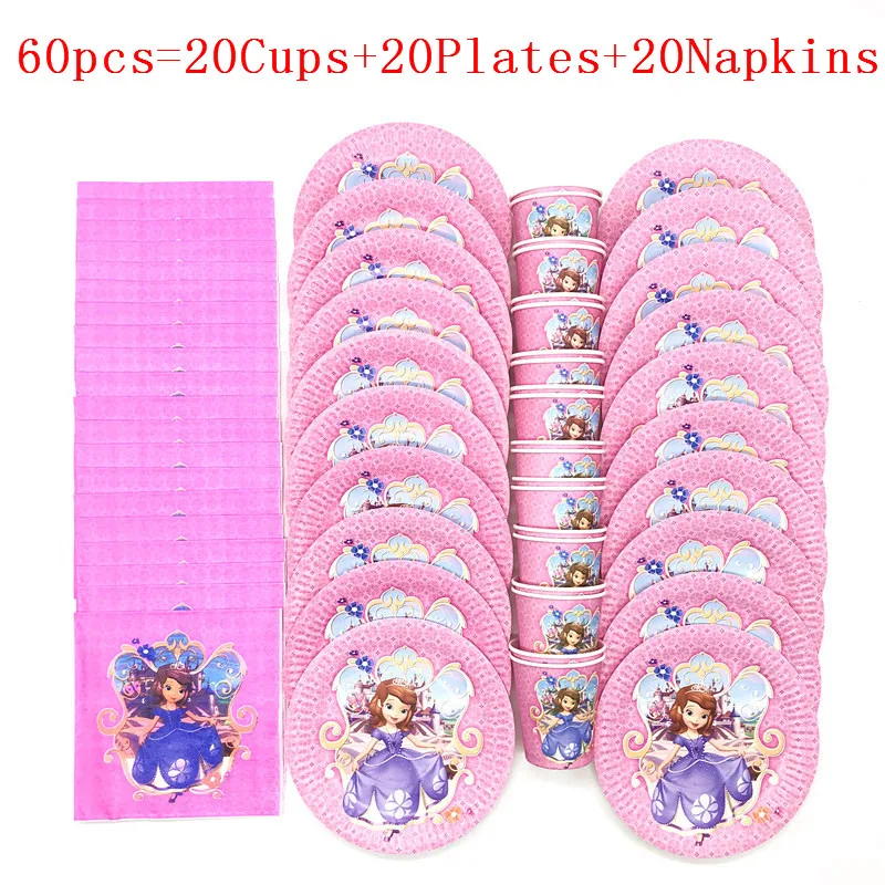 Disney Sofia The First Party Supplies Decorazioni Compleanno Per Bambini Stoviglie Usa E Getta Tazze Princess Party Theme Favors Girls Set