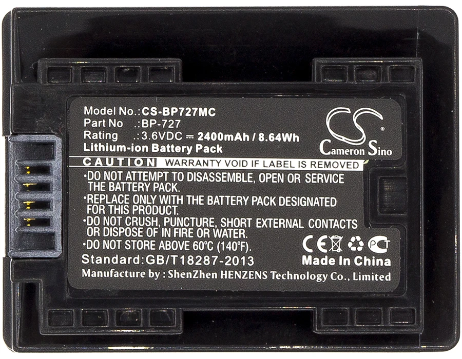 Fotocamera 2400Mah Batteria Per Canon Bp-727 Vixia Hf M52 Vixia Hf M50 Vixia Hf M500 Vixia Hf M506 Vixia Hf R32 Vixia Hf R30
