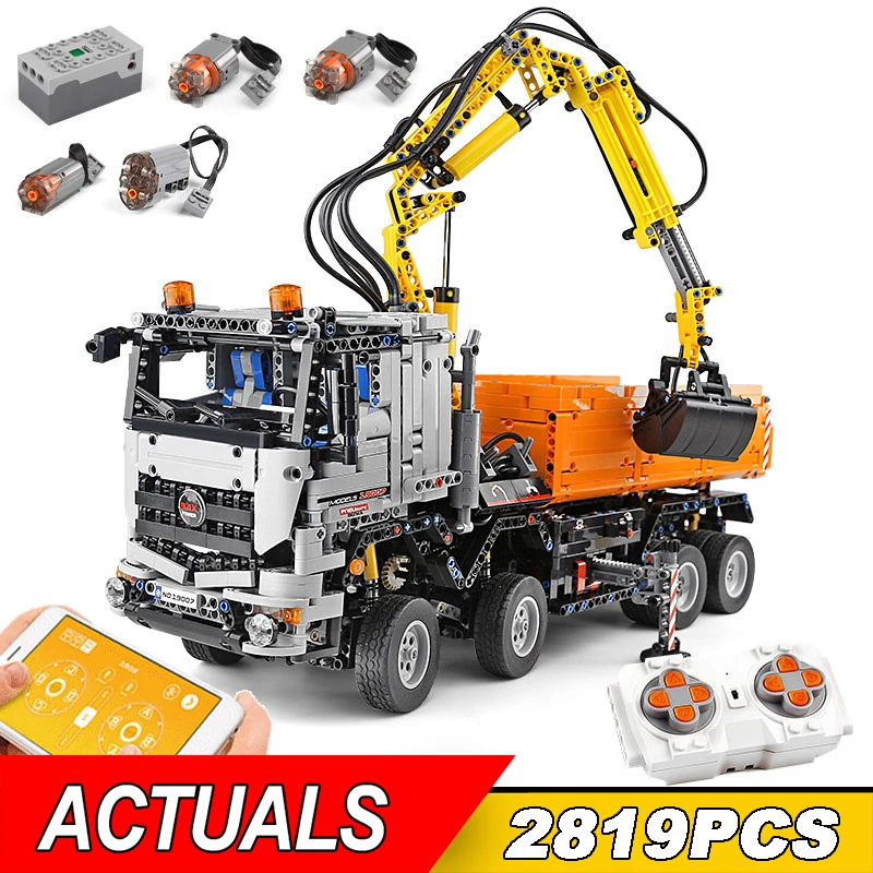 Mold King 19007 High-Tech Car Compatibile Con 42043 App Arocs Motorizzato 3245 Building Blocks Mattoni Bambini Giocattoli Di Natale Regali