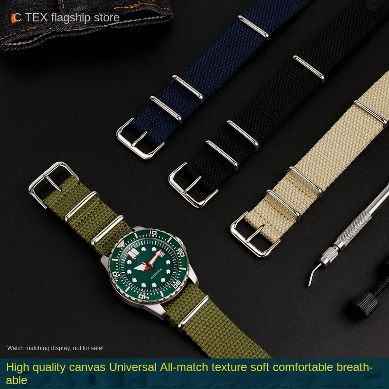 Catena In Nylon Addensato Da 20Mm 22Mm Per Breitling Hamilton Tissot Citizen Seiko Dacron Canvas One Piece Watch Strap Catena Dell'Orologio Da Uomo