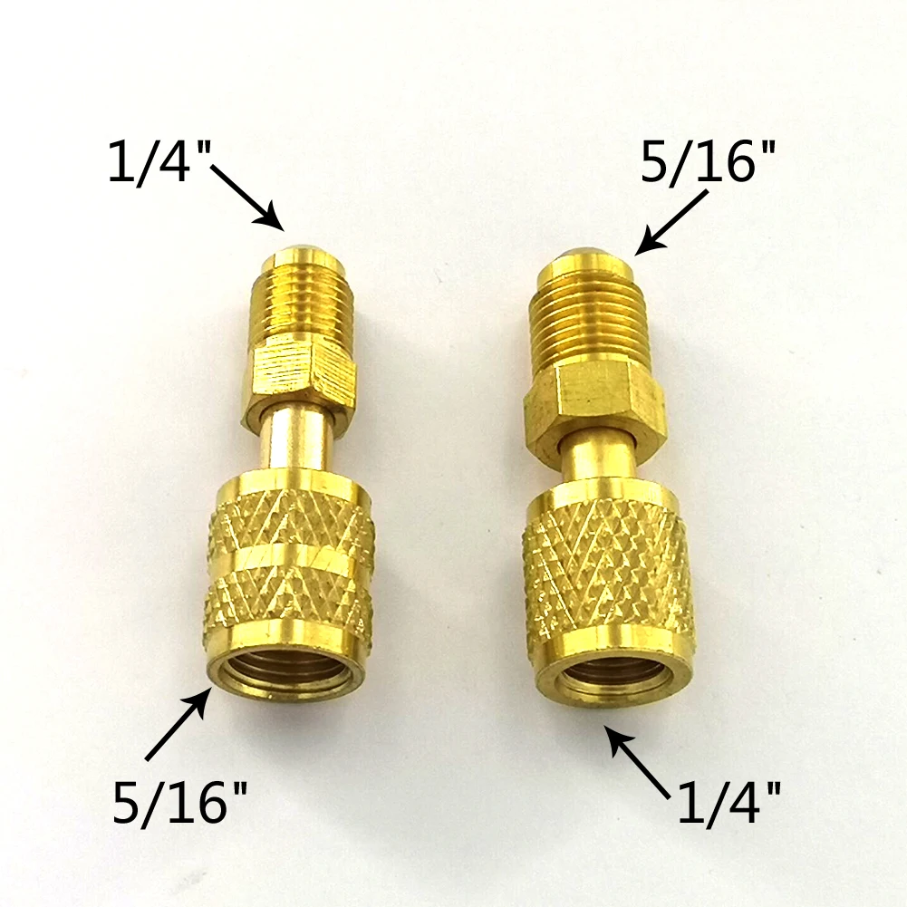 Adattatore R410A 5/16 Attacchi Rapidi Sae F A 1/4 Sae M Flare 5/16 Sae M A 1/4 Adattatore Oro Ottone Sae Per R410 R32 R22