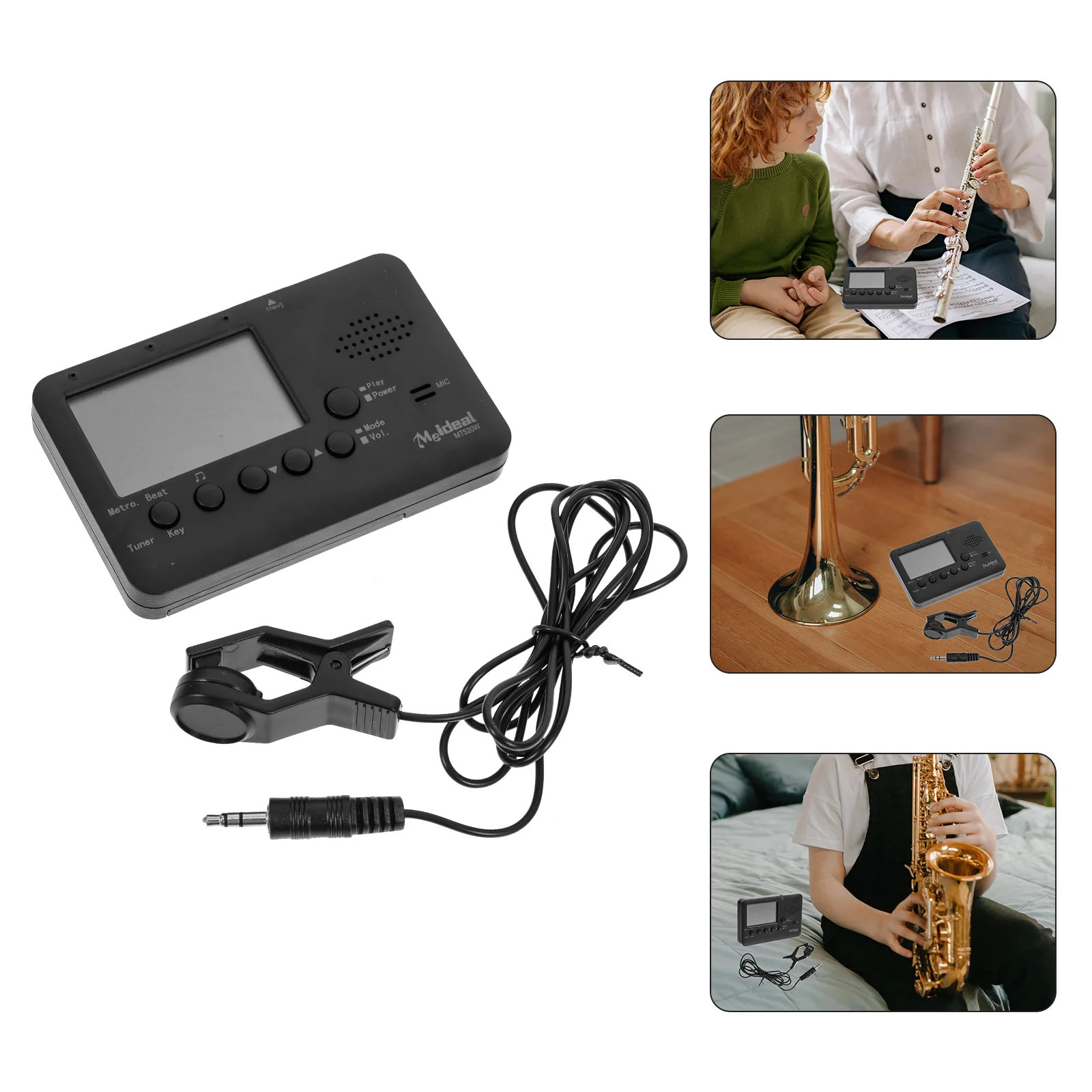 Wind Universal Tuner Metronomo Elettronico Clarinetto Sassofono Flauto Tuba Tromba Tuning Tuner Sintonizzatore Flauto Nero Senza