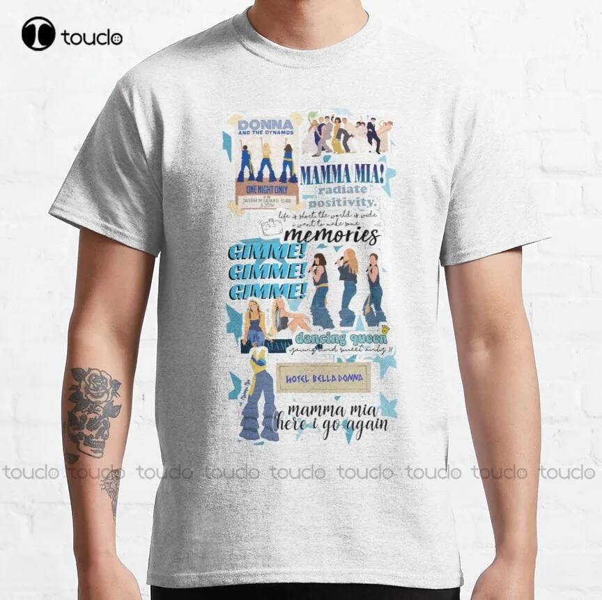 Mm Mamma Mia! Poster Classic T-Shirt Amanda Seyfried Fishing Shirt Cotton Outdoor Simple Vintag Casual Tee Shirts Regalo Personalizzato