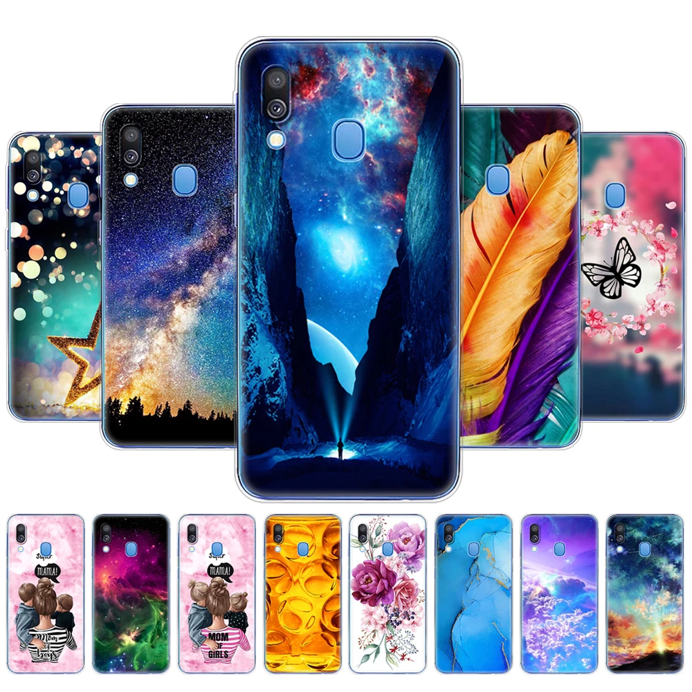Per Samsung A40 Custodia Morbida Cover In Silicone Per Samsung Galaxy A40 Galaxy A40 A405 A405 Sm-A405F A405F Indietro Cartoon Cielo Stellato