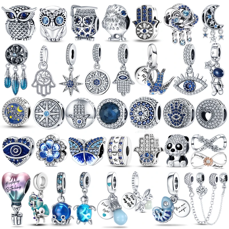 925 Sterling Silver Firefly Charms Evil Eye Hot Air Balloon Blue Charms Fit Pandora Braccialetto Originale Gioielli Fai Da Te Che Fanno Regalo