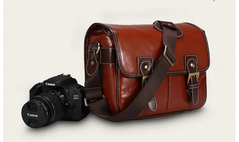 New Medium Pu Leather Camera Bag Custodia Per Fotocamera Slr Dslr Spalla Per Nikon Canon Sony Fuji Pentax Leica 072303