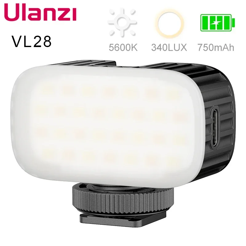 Ulanzi Vl28 5500K Mini Led Video Light Ricaricabile Gopro Light Mod On Camera Light Per Gopro 10 9 8 Iphone 13 12 Pro Max 11 X Xs