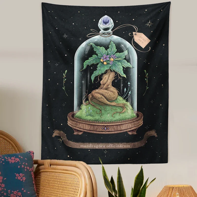 Mushroom Witch Tapestry Mandrake Wall Hanging Forest Magic Witch Hand Tapestry Soggiorno Camera Da Letto Dormitorio Home Decor Art Deco