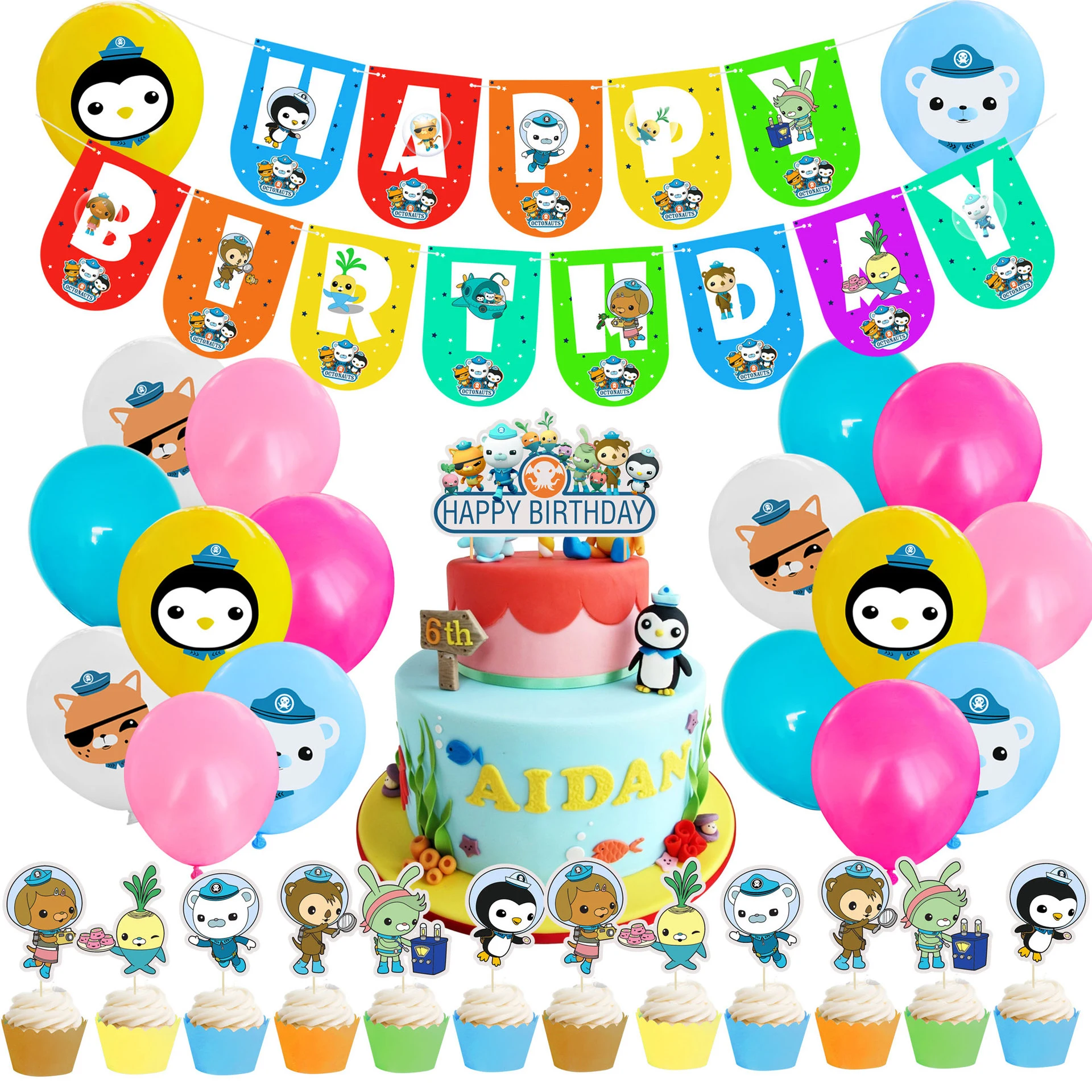 The Octonauts Balloon With Cake Topper Banner Buon Compleanno Octopod Thunderacles Peso Paraczii Baby Shower Forniture Per Feste Decorazione