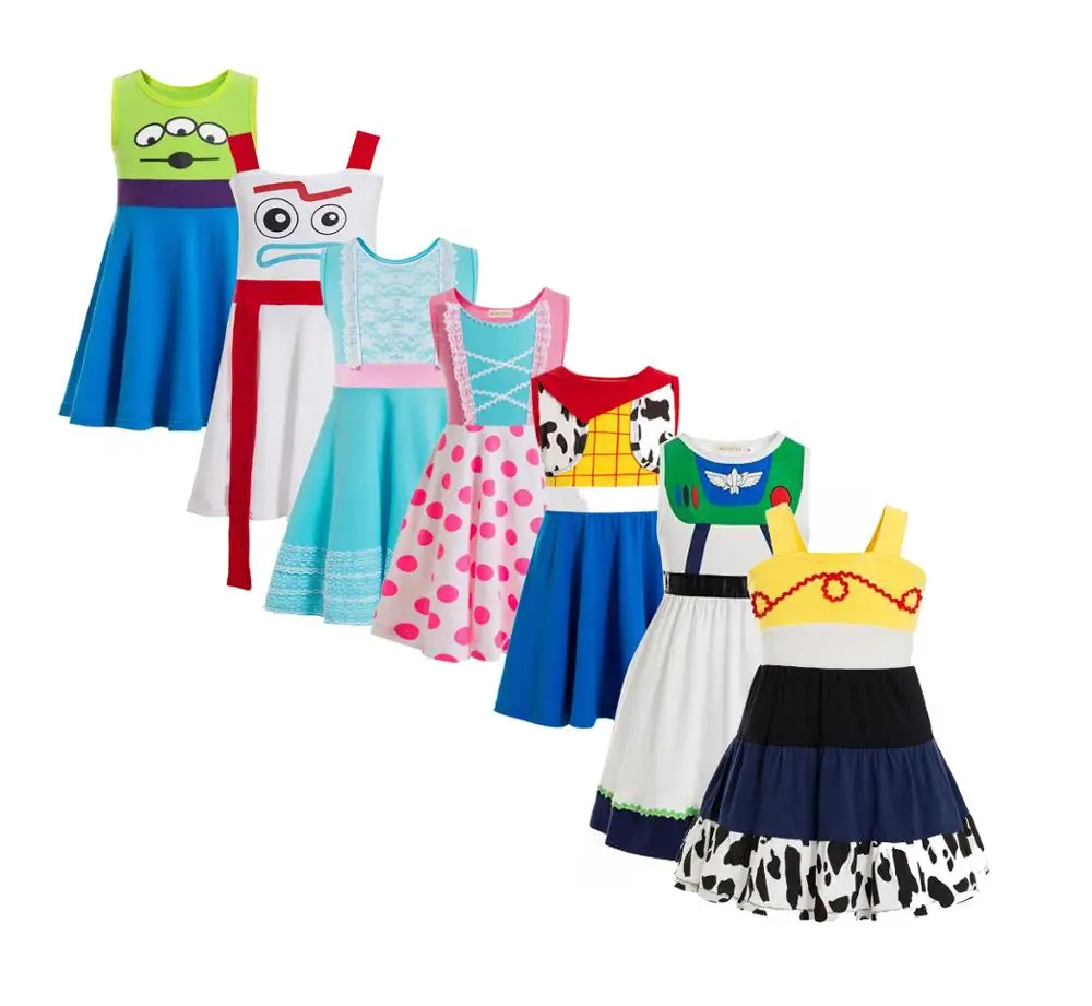 Jessie Costume Bambino Buzz Costume Cowgirl Jessie Tunica Tank Dress Toddler Dresses Bo Peep Buzz Lightyear Alien Forky Dress Girls