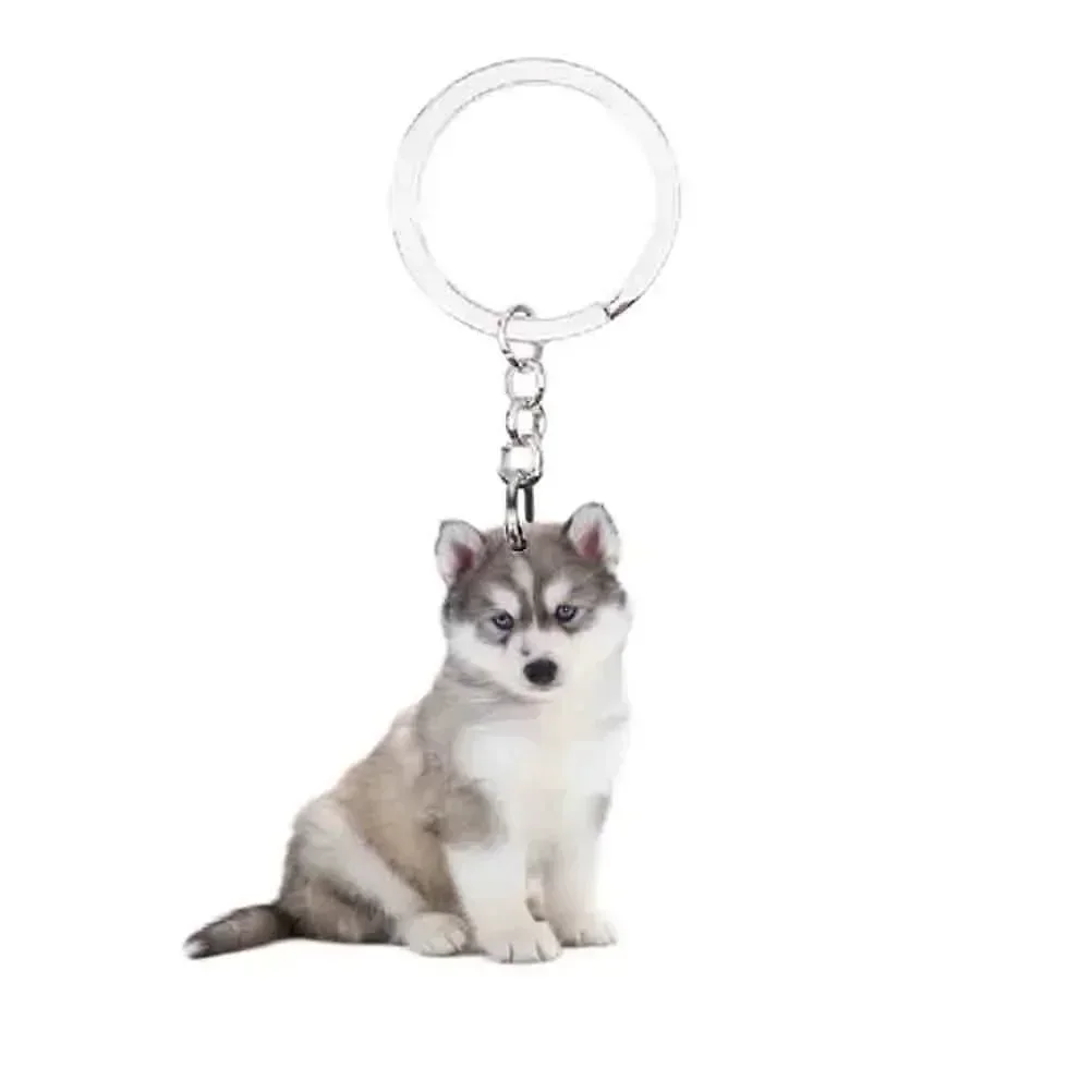 Nuovo Amore Siberiano Husky Baby Dog Portachiavi Acrilico Animale 2D Piatto Portachiavi Uomo Portachiavi Idea Fidanzato Regali Per Le Donne 2024