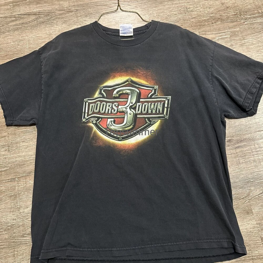T-Shirt Vintage 3 Porte Down "The Road I Am On" 2003 Concert Tour Black Sz Xl