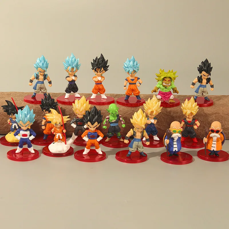 18 Pz/Set Anime Dragon Ball Son Goku Gohan Vegeta Gogeta Piccolo Majin Buu Cell Kamesennin Q Versione Mini Pvc Giocattoli Bambole Figure
