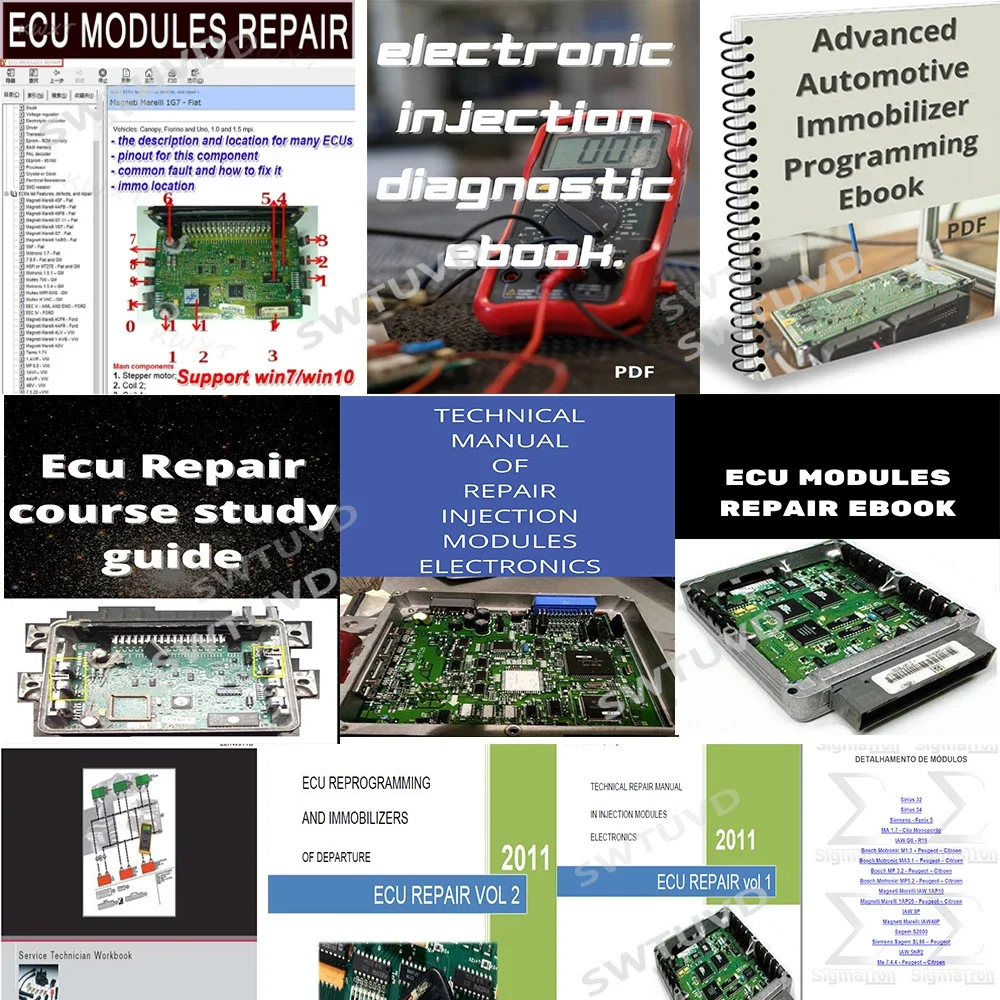 10 Pcs Ecu Repair E-Book Course Study Ecu Modules Repair Helper Iniezione Elettronica Nissan Psa Ecu Repair Guide Scheda Tecnica