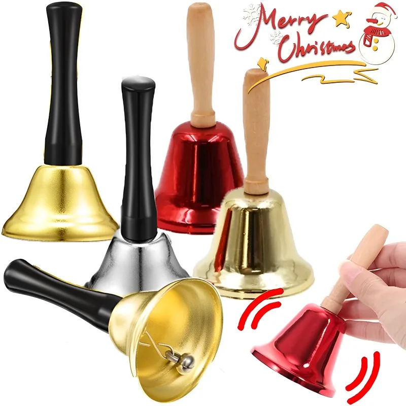 Christmas Hand Bell Bauble Jingle Bells Gold School Handbell Restaurant Call Bell Service Supplies Xmas Navidad Noel Capodanno