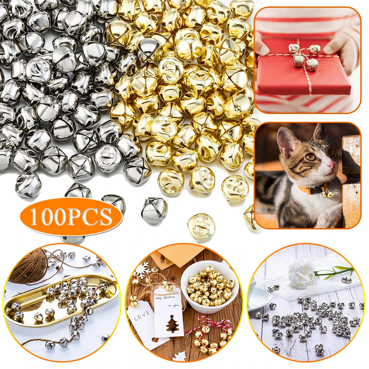 100 Pcs Campane Fai Da Te Oro Argento Natale Jingle Bells Per Charms Ghirlanda Artigianale Festival Di Nozze Vacanza Casa Decorazione Dell'Albero Di N
