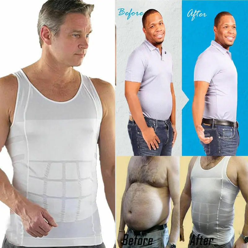 Camicia Intima Da Uomo Body Shaper Vest Intimo Tummy Belly Buster Control Dimagrante Plus Size S M L Xl Xxl